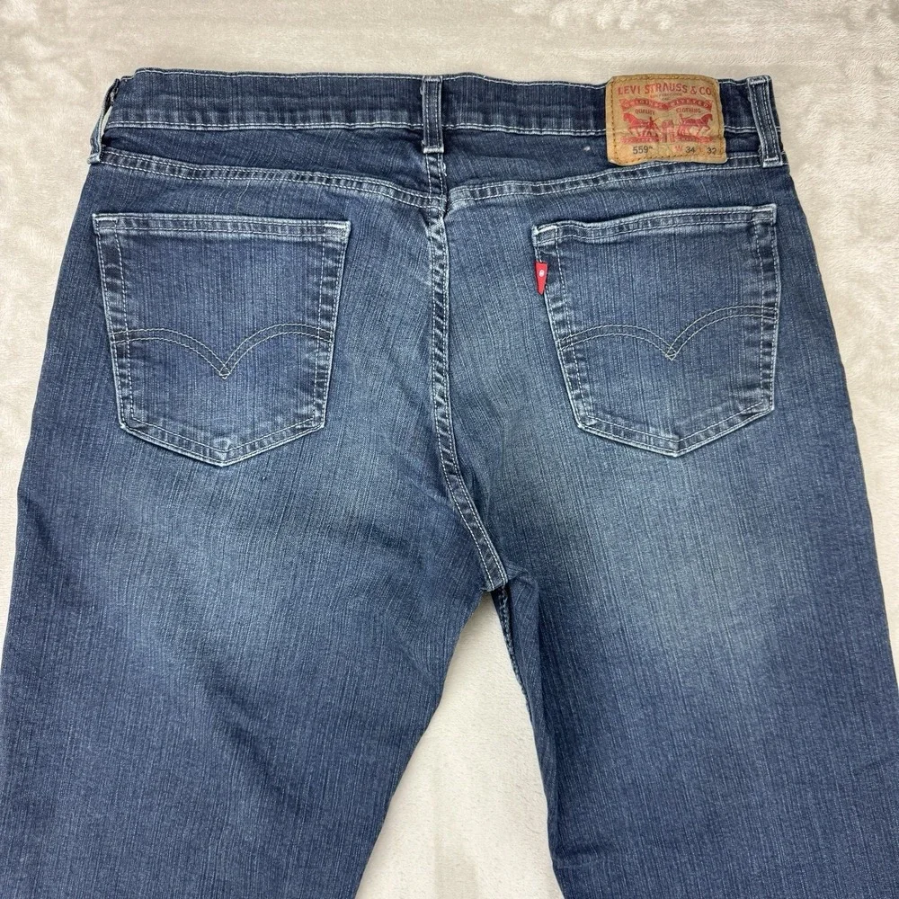 Vintage Levi's 559 Mens 34x32 Relaxed Straight Fit Denim‎ Jeans Whiskered Faded